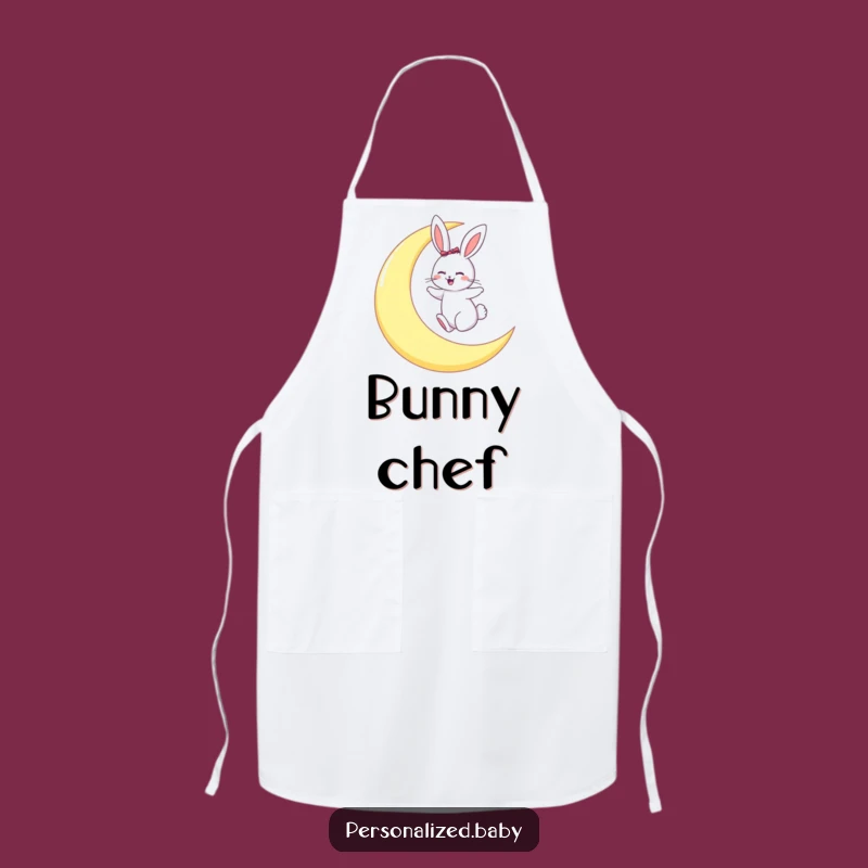 Funny Bunny Moon Hop Apron: Kitchen Whimsy Chef Gift Apron