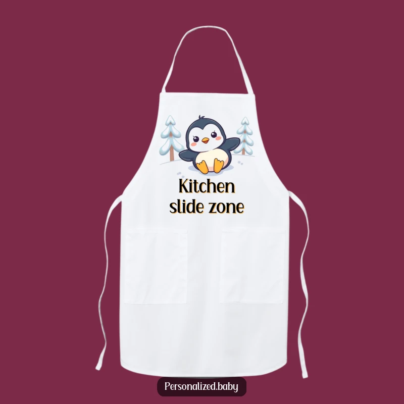 Funny Penguin Chef's Slide Apron - Hilarious kitchen accessory and perfect funny gift.