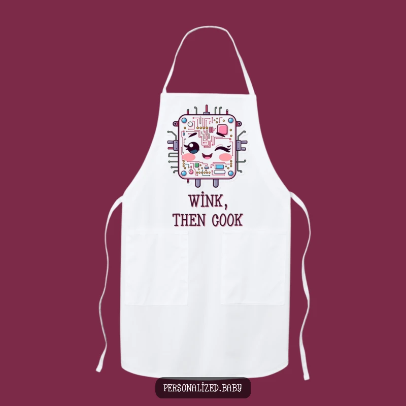 Funny Winking Circuit Board Apron for Techy Cooks