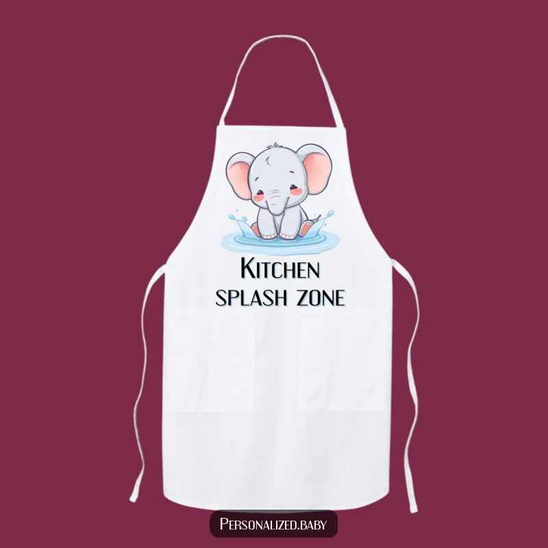 Funny Elephant Splash Chef Apron - Hilarious kitchen accessory and perfect funny gift.