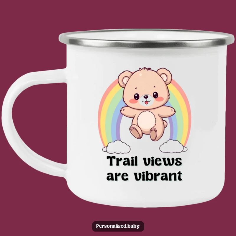 Funny Bear Cub Rainbow Camping Mug: Adventure in Full Color