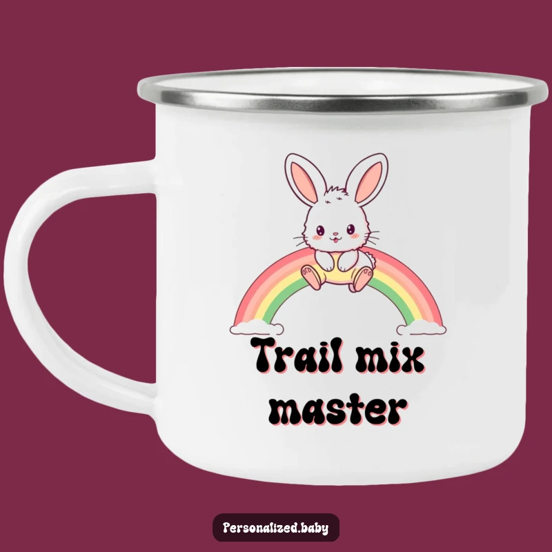 Funny Bunny Rainbow Hop Camping Mug: Durable Fluffy Rabbit Enamel Cup