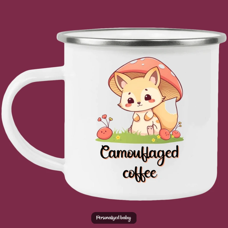 Funny Fox Kit Mushroom Camping Mug: Woodland Secrets & Cozy Sips, Perfect Funny Gift!