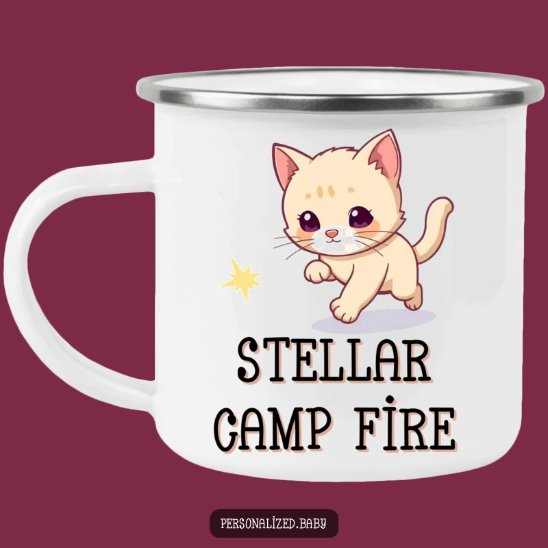 Funny Kitten Comet Chase Camping Mug: Durable Cosmic Gift Mug