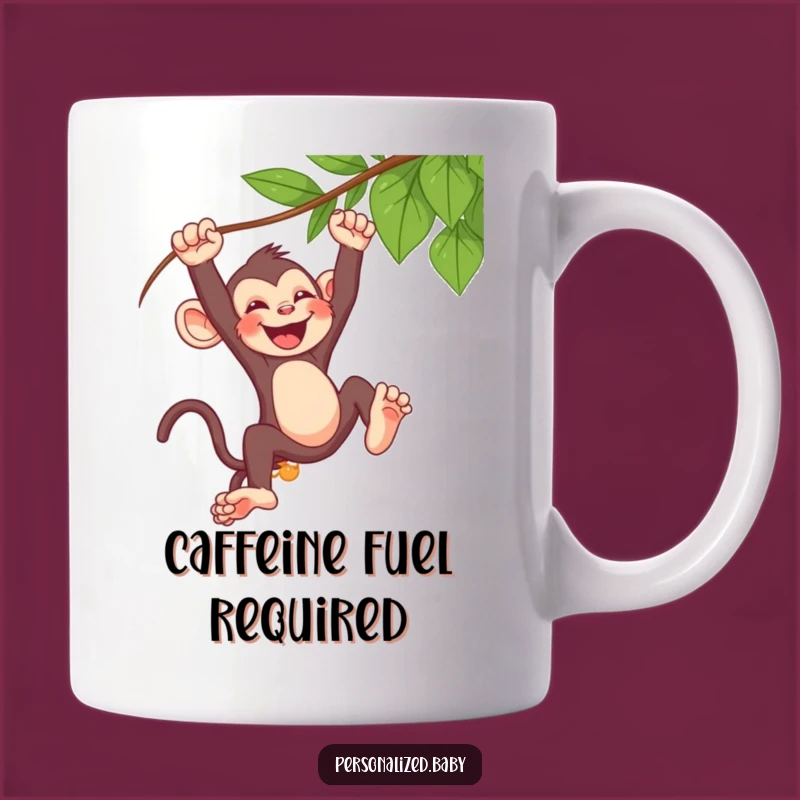 Funny Monkey Mug - Mischievous Baby Swinging Laughing, a Hilarious Primate Gift