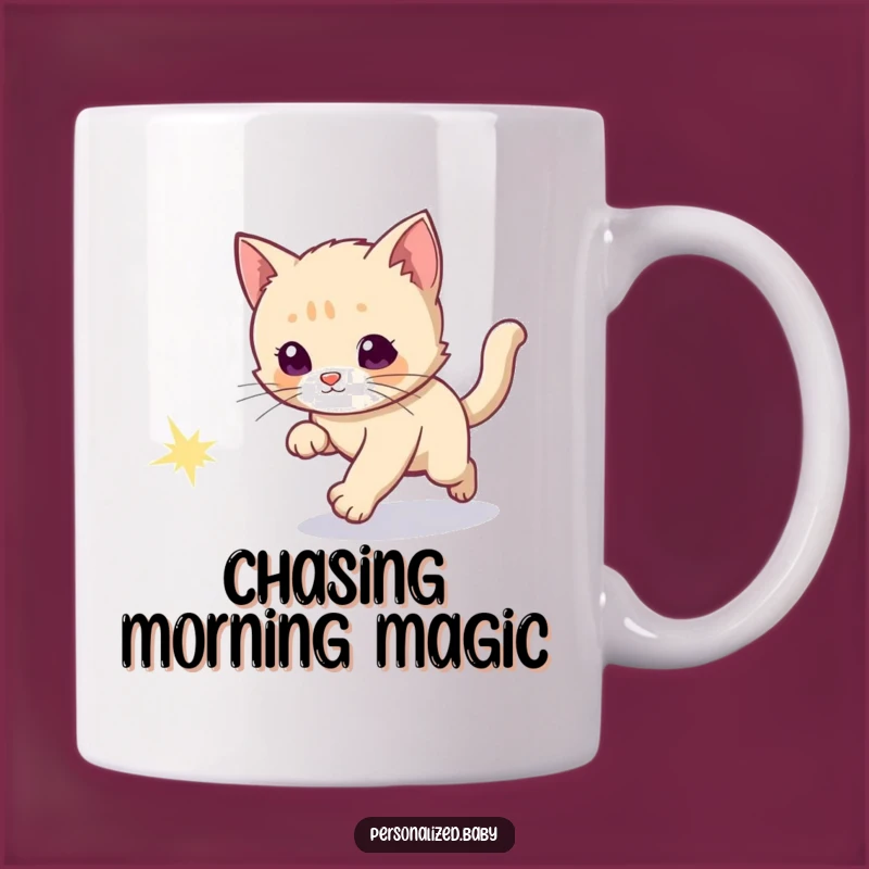 Funny Kitten Comet Chase Mug: Cosmic Adventure Gift Mug