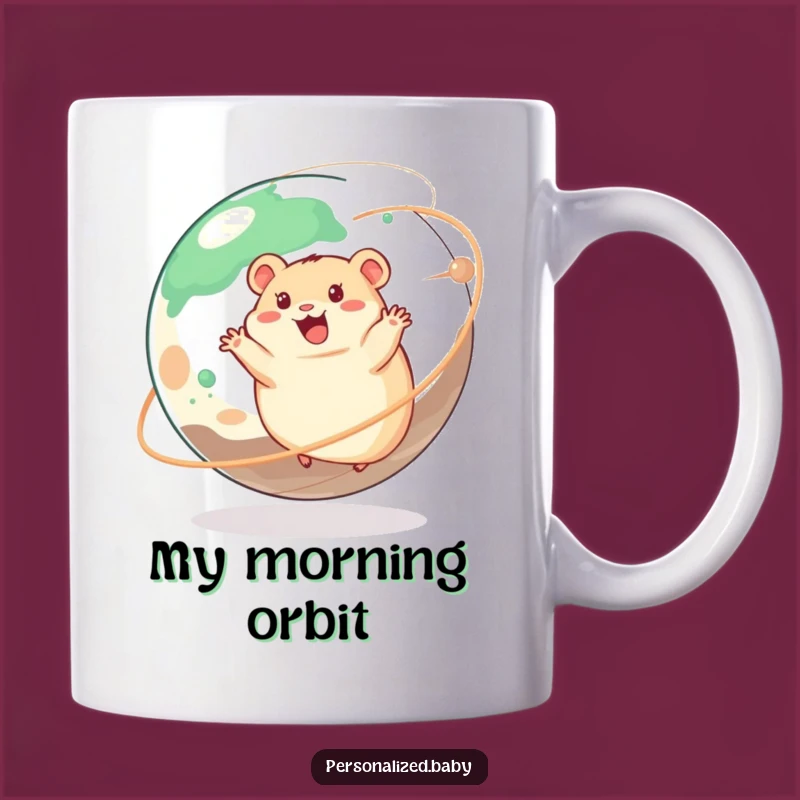 Funny Happy Hamster Planet Mug: Adorable Wheel Design, Perfect Quirky Gift