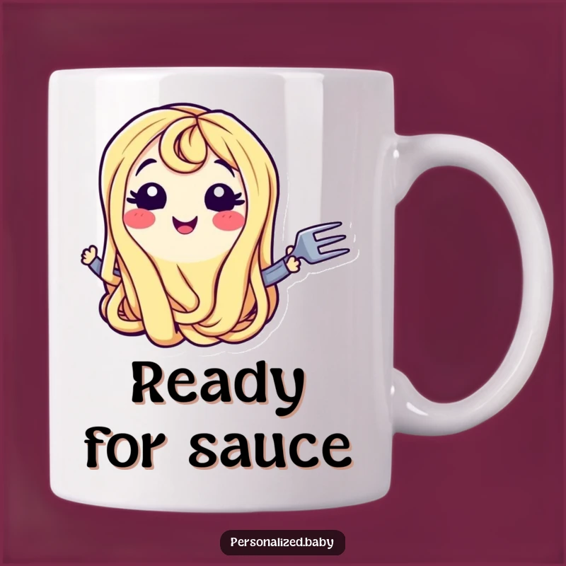 Funny Noodle Lover Mug: Spaghetti Character and Fork, Perfect Funny Gift