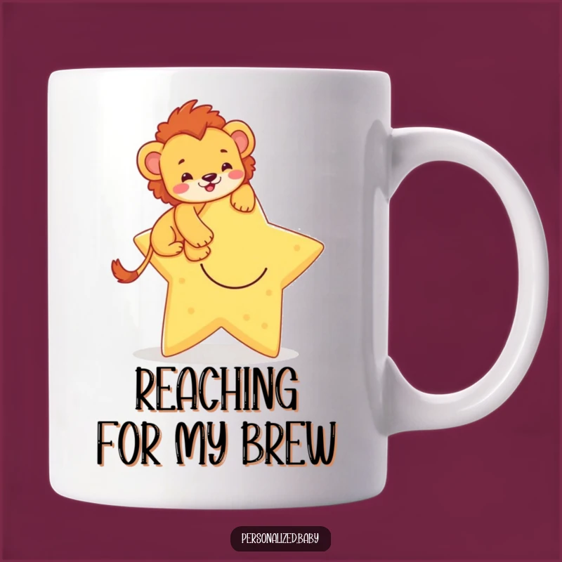 Funny Lion Cub Star Mug: Brave Climber Gift for Dreamers