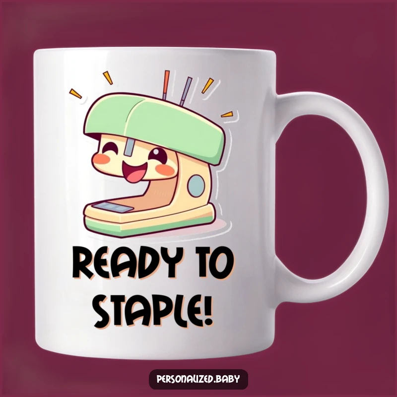 Funny Excited Stapler Mug: Staples Popping Out for a Hilarious Office Gift