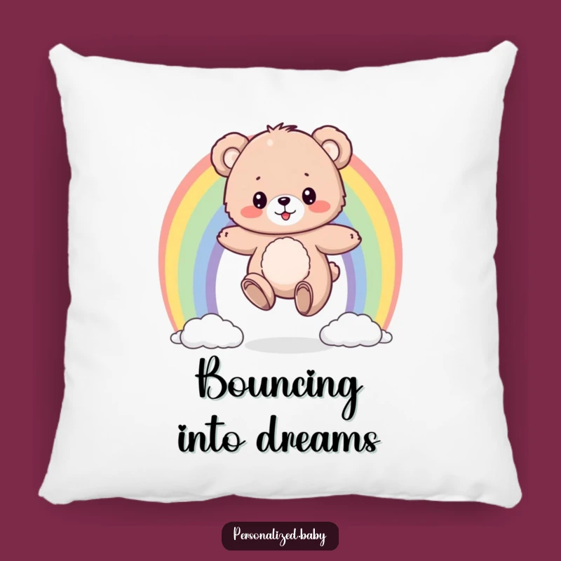 Funny Bear Cub Rainbow Pillow: Cozy Joy for Your Space