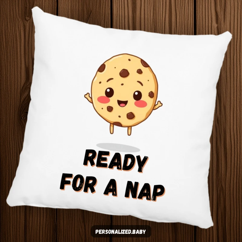 Funny Cookie Pillow: A soft pillow featuring a cheerful, bouncing cookie with chocolate chip freckles for cozy decor.