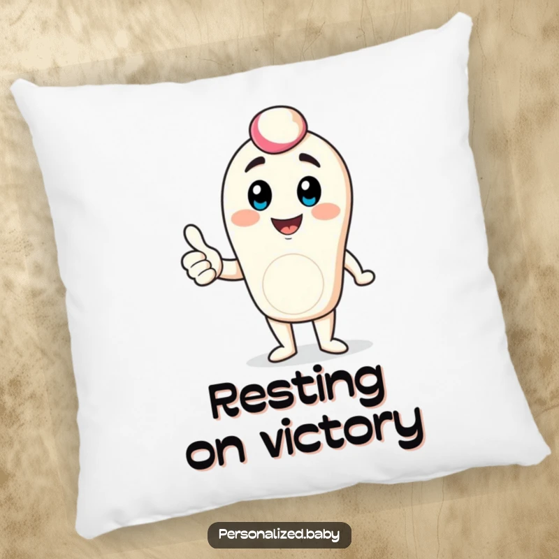 Funny digital avatar pillow featuring a bouncing character giving a thumbs up, offering cozy comfort and a positive digital aesthetic.