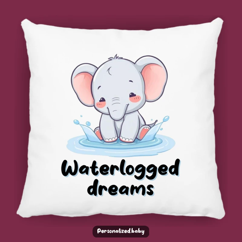 Funny Elephant Puddle Pillow - Comfy and humorous gift for sweet dreams.