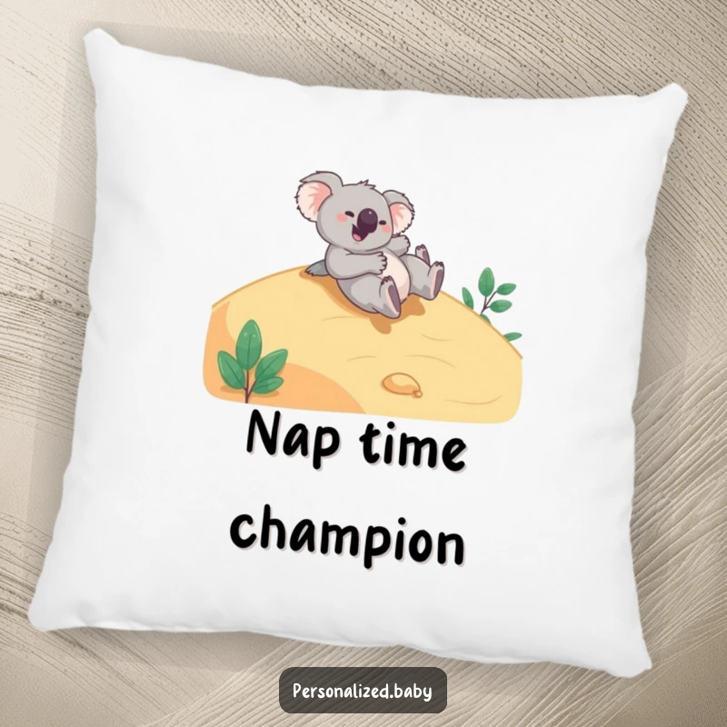 Funny Pillow: Giggling koala bear tumbling down a smooth hillside, offering plush comfort and a dose of playful, hilarious fun.