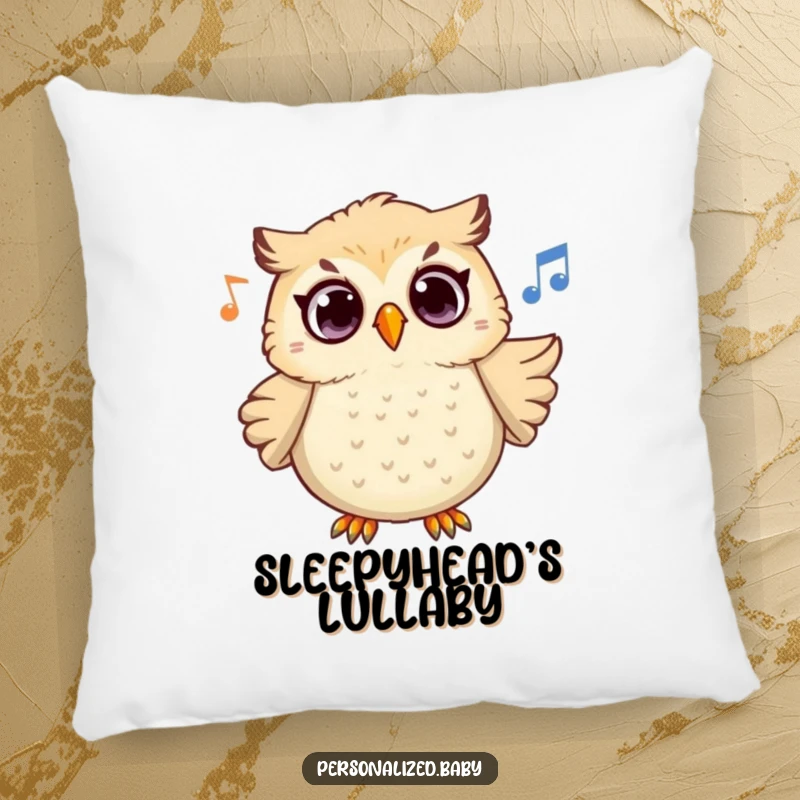 Funny Owl Melody Pillow featuring a surprised owl character hooting melodiously, offering plush comfort and a humorous, enchanting touch.