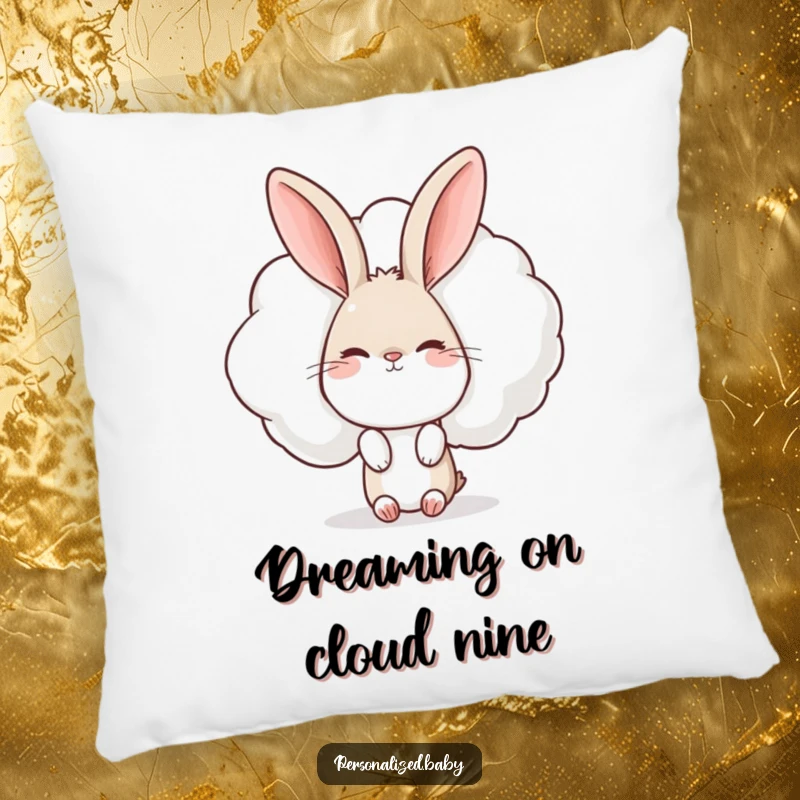 Funny Rabbit Pillow: Soft cushion featuring a curious rabbit peeking from behind a winking cloud, adding a touch of humor and comfort.