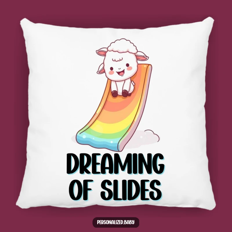 Funny Rainbow Comfort Pillow: Soft cushion with lamb on slide, funny gift.
