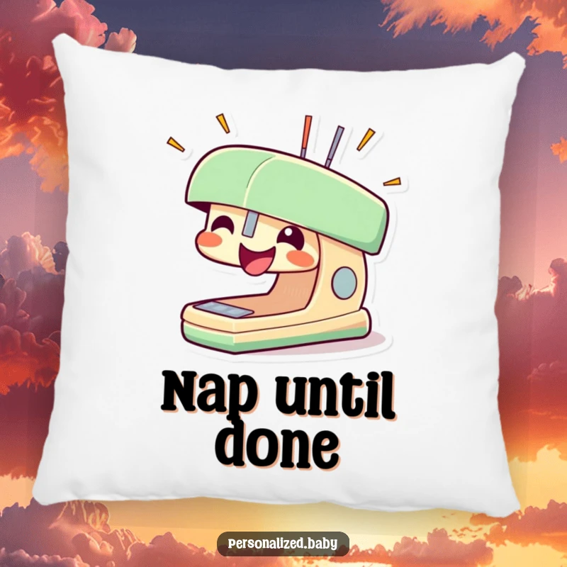 Funny stapler pillow showing a smiling stapler character with staples popping out, offering comfort and a dose of excitement.