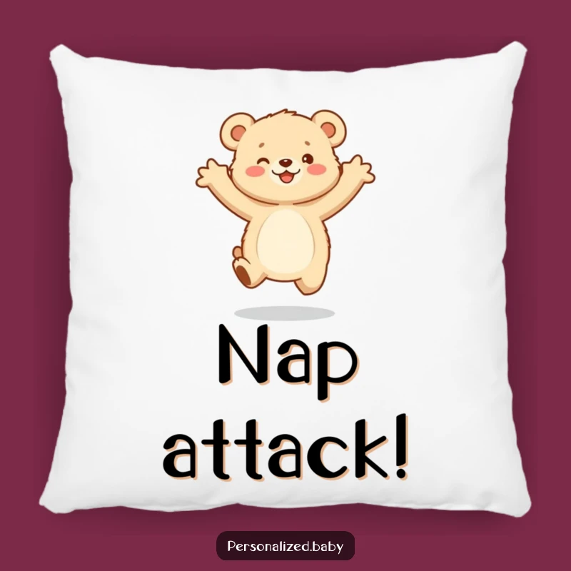 Funny Bear Cub Pillow: Joyful Jump - Cozy Cuteness & Humor