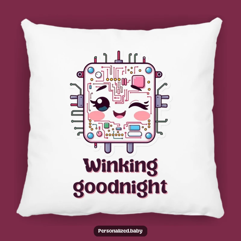 Funny Winking Circuit Board Pillow for Tech Comfort