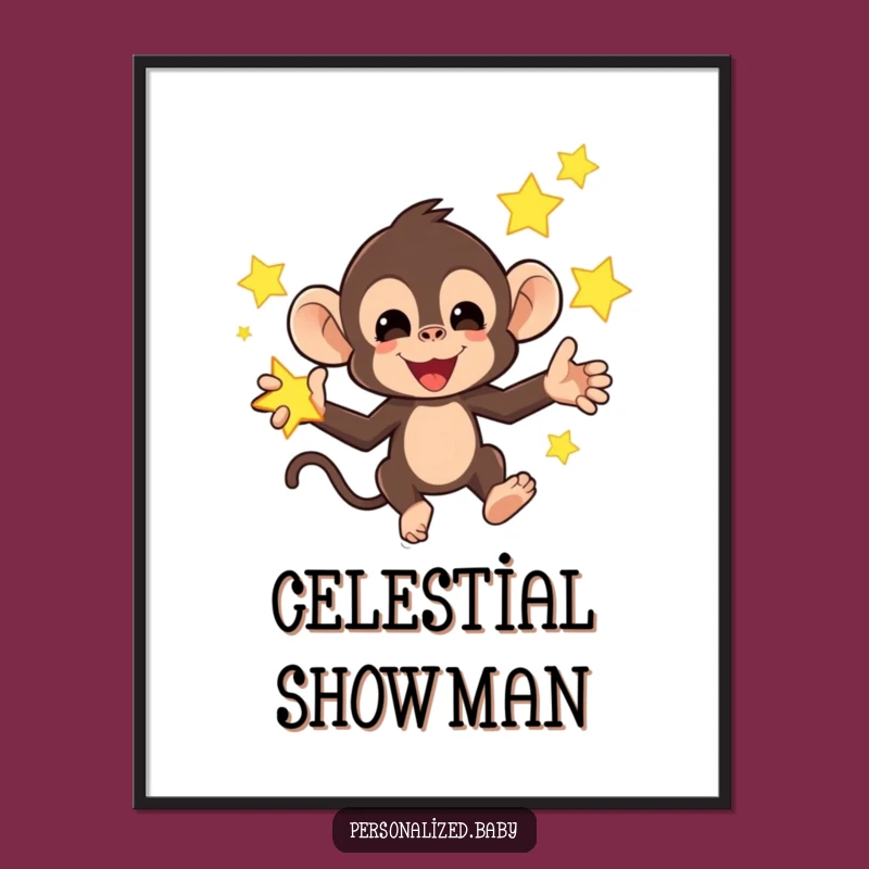 Funny Monkey Star Digital Print: Instant Whimsical Decor