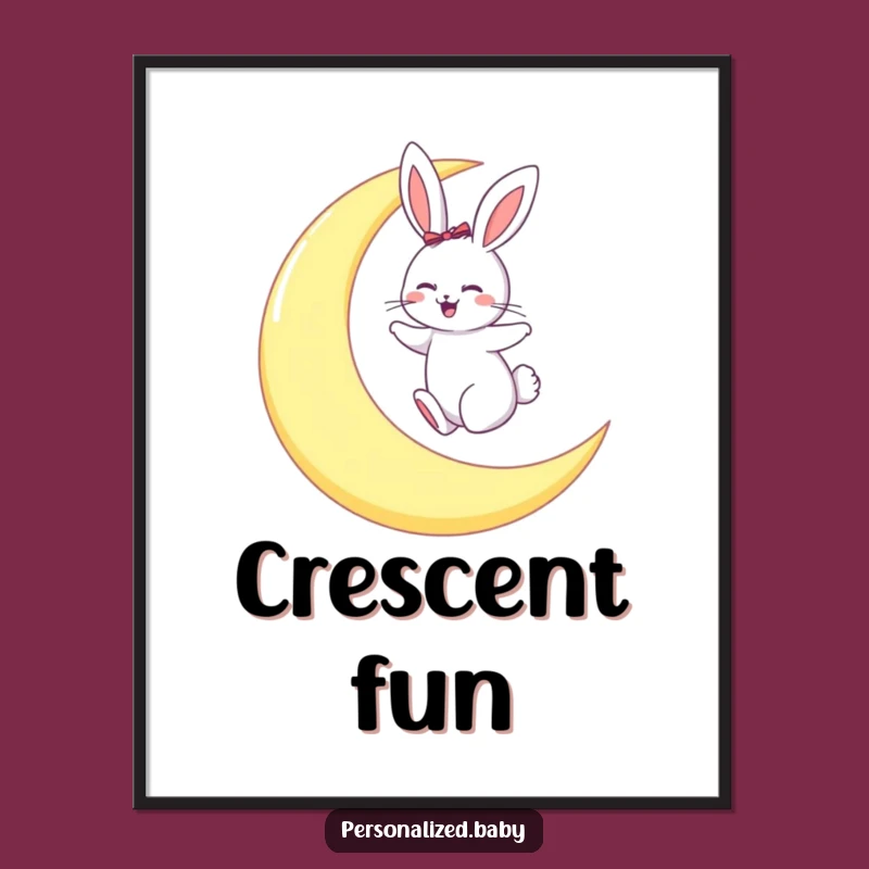 Funny Bunny Moon Hop Digital Art Print: Instant Whimsical Decor Gift