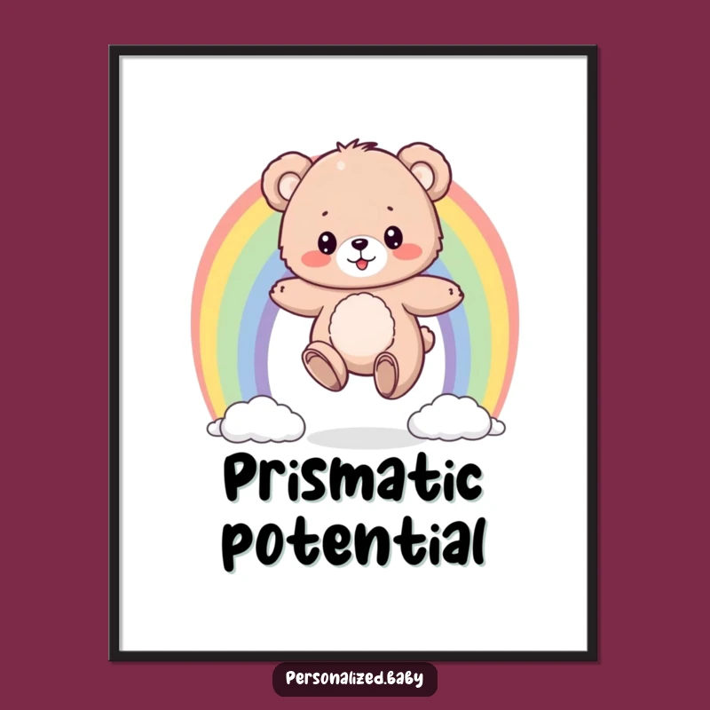 Funny Bear Cub Rainbow Digital Print: Instant Joyful Decor