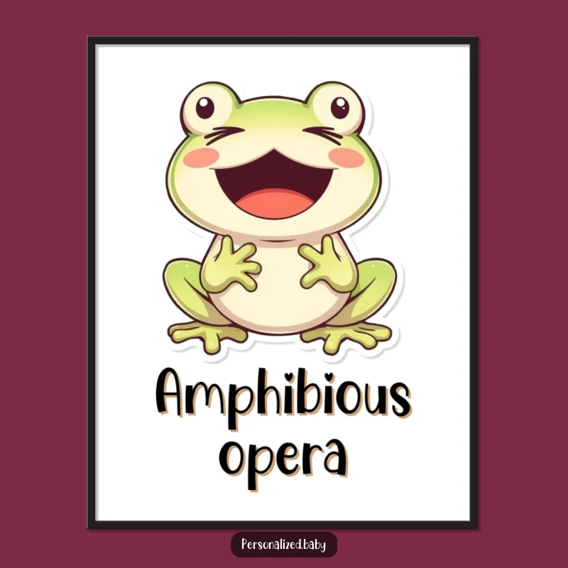 Funny Frog Singing Digital Art: Instant Music Decor, Unique Funny Gift