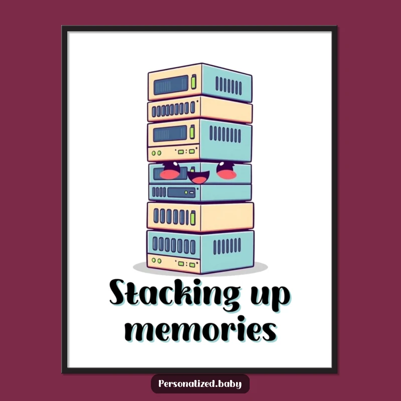 Funny Giggle Data Blocks Digital Art - Comical Graphics for Tech Spaces