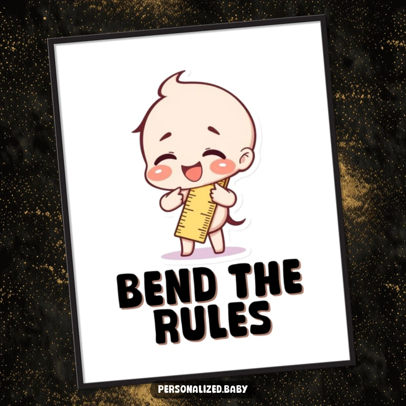 Funny ruler character bent in half with laughter, offered as a digital art print for instant humorous decor.