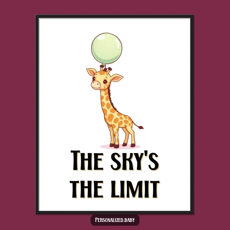 Funny Giraffe Balloon Reach Digital Art - Instant whimsical decor, perfect funny gift.