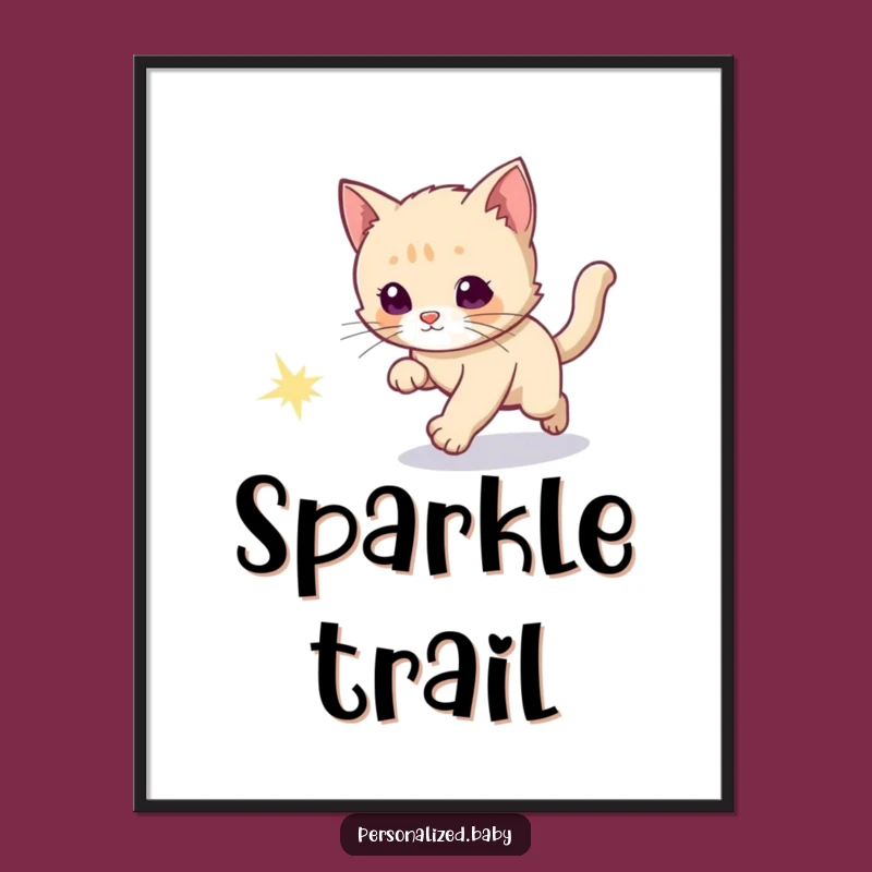 Funny Kitten Comet Chase Digital Art Print: Instant Cosmic Decor Gift