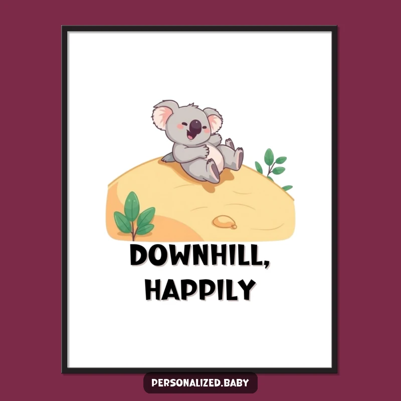 Funny Koala Hillside Digital Art: Pure Playful Joy for Walls, Perfect Funny Gift!