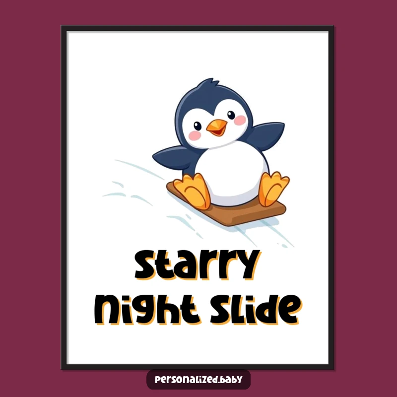 Funny Penguin Digital Art: Hilarious Starry Slope Arctic Download