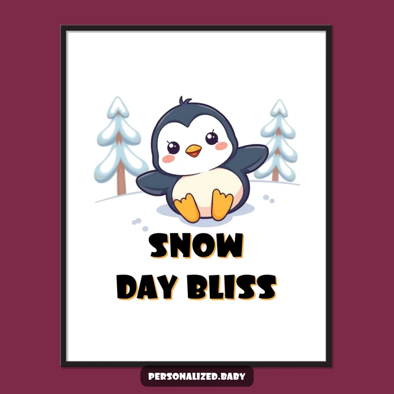 Funny Penguin Slide Digital Art - Instant cheerful decor, perfect funny gift.