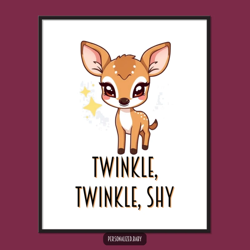Funny Shy Deer Fawn Digital Art: Twinkling Star Printable, Instant Humorous Decor