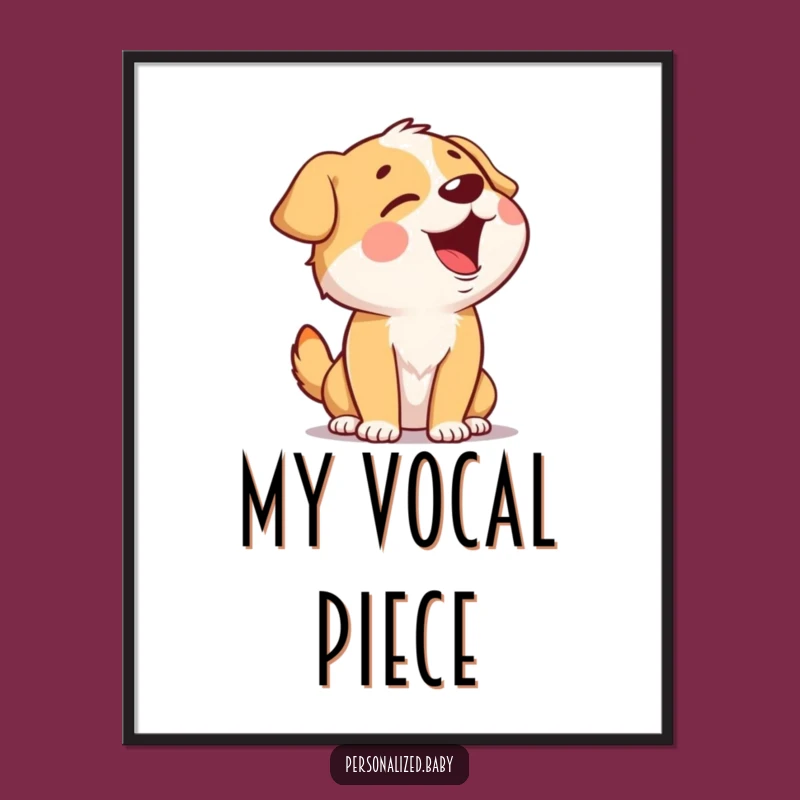Funny Singing Dog Digital Art: Giggling Pooch Melody, Instant Hilarious Decor Gift