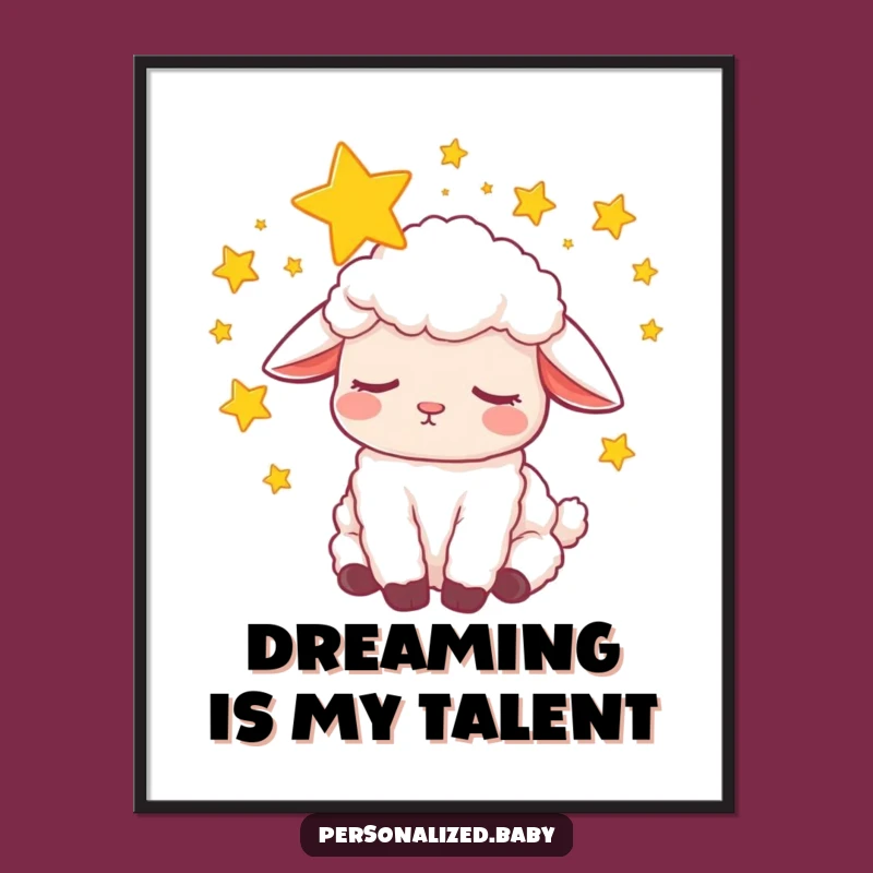 Funny Sleepy Lamb Dream Digital Art: Whimsical Slumber for Walls, Perfect Funny Gift!