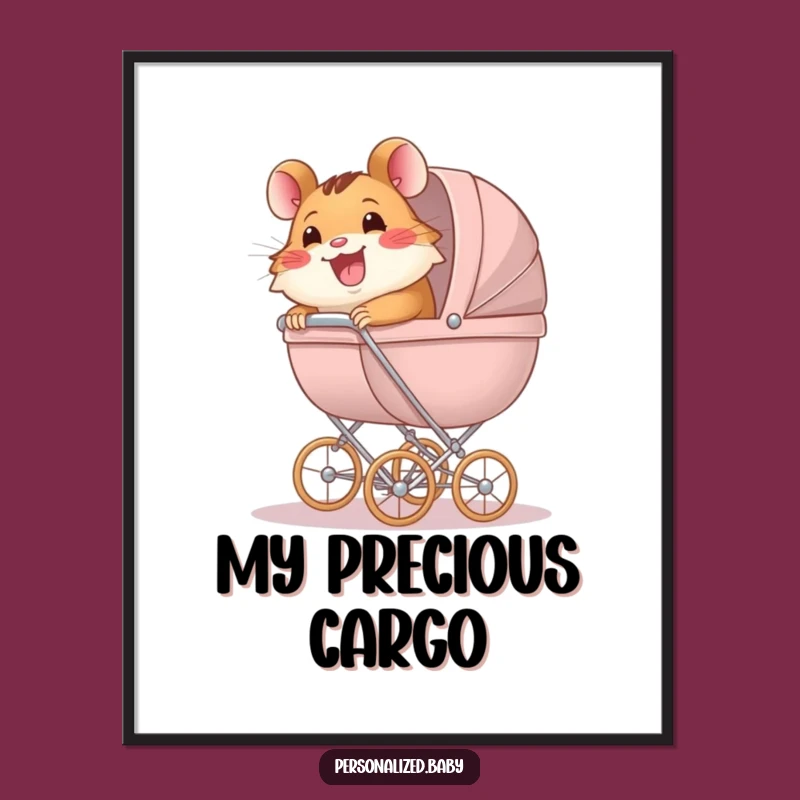 Funny Hamster Carriage Digital Art: Instant Hilarious Pet Parenthood Decor