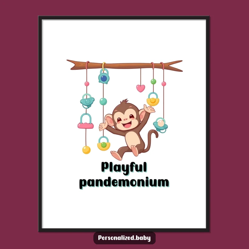 Funny Monkey Pacifier Digital Art: Instant Hilarious Parenting Decor