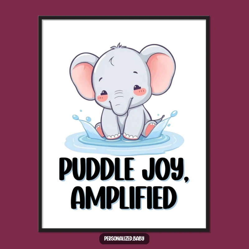 Funny Baby Elephant Splash Digital Art - Instant cheerful decor, perfect funny gift.