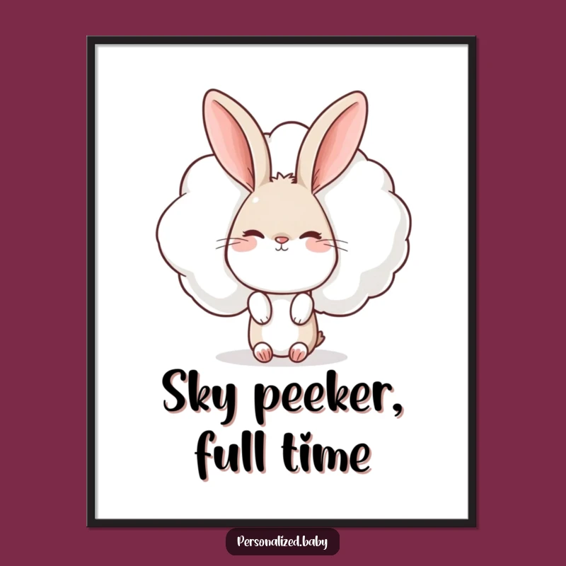 Funny Rabbit Cloud Digital Art: Decorate with This Whimsical Printable Funny Gift!