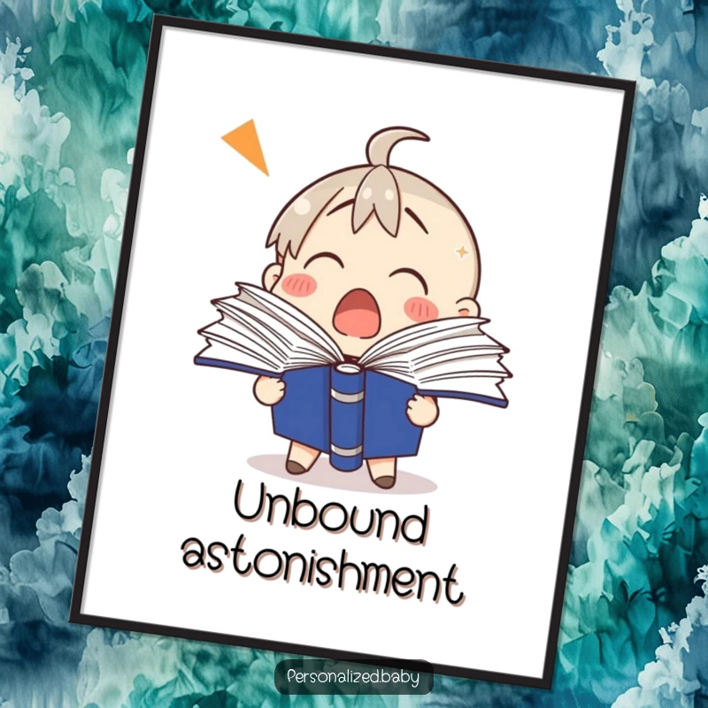 Funny binder digital art print of a shocked binder character with pages fanning out, conveying relatable surprise.