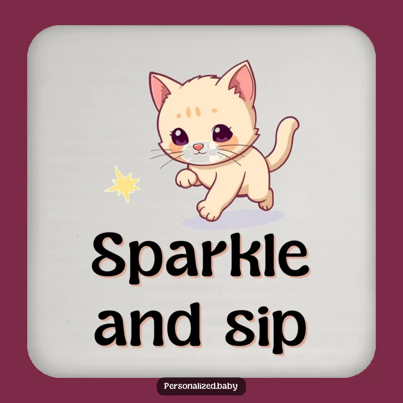 Funny Kitten Comet Chase Drink Coaster: Celestial Party Gift Coaster