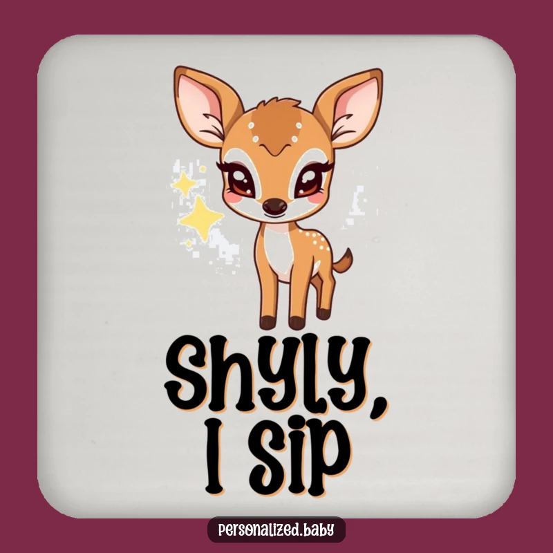 Funny Shy Deer Fawn Coaster: Protect Surfaces With Twinkling Star Charm