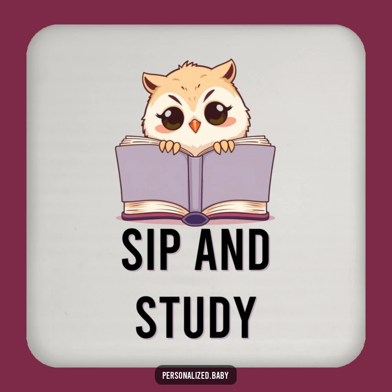 Funny Sleepy Owl Chick Coaster: Protect Surfaces with Bookish Charm