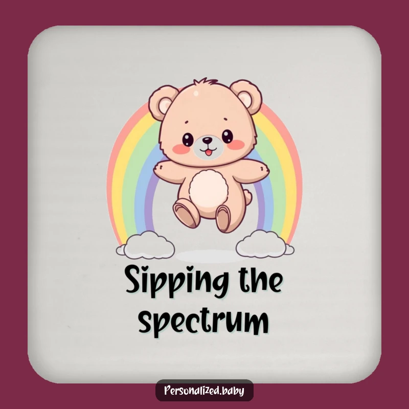 Funny Bear Cub Rainbow Coasters: Protect Surfaces with Color