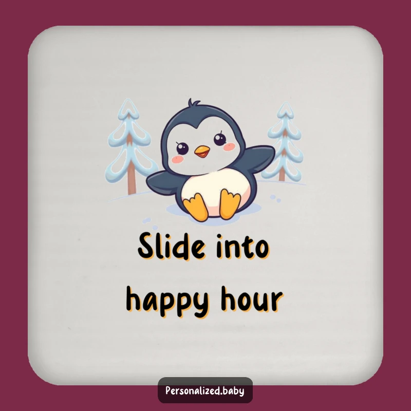 Funny Penguin Slide Coaster - Protect surfaces with charm, perfect funny gift.
