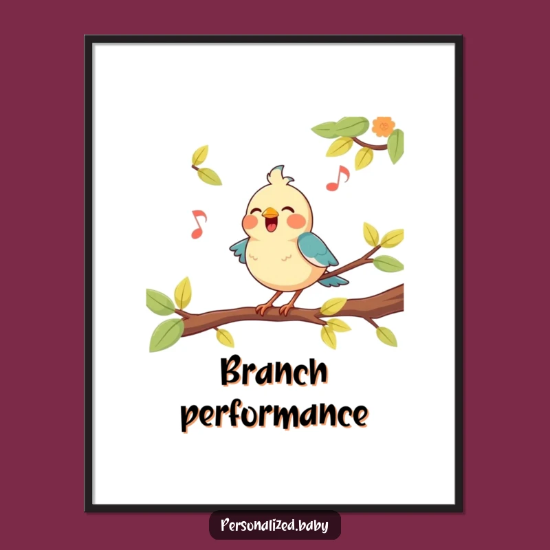 Funny Bird Singing Poster: Cheerful Avian Art, Ideal Funny Gift Decor